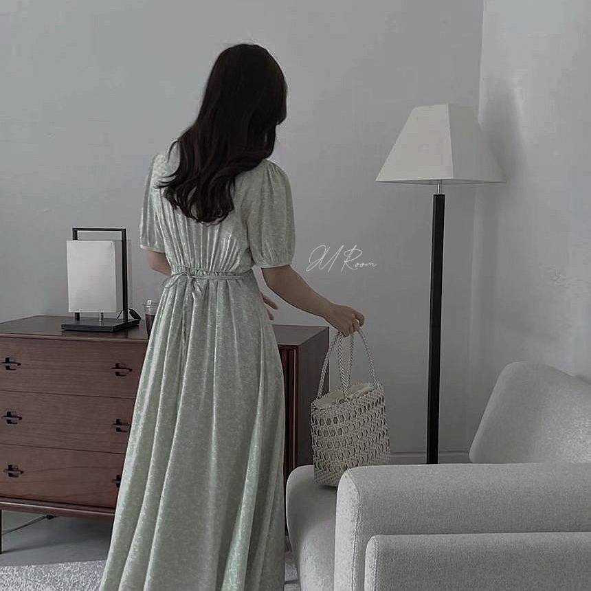 正韓V領鈕扣綁帶洋裝-細節圖6