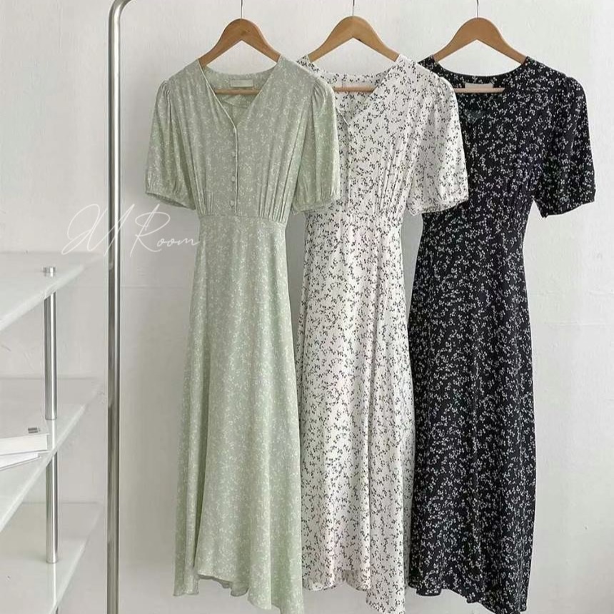 正韓V領鈕扣綁帶洋裝-細節圖9