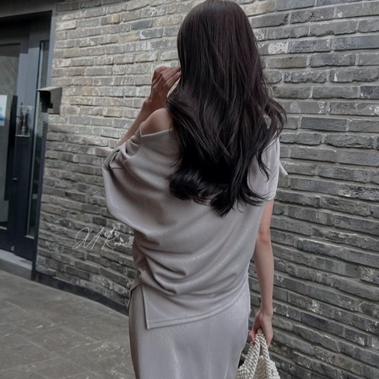 正韓兩件式鬆緊腰裙套裝-細節圖2