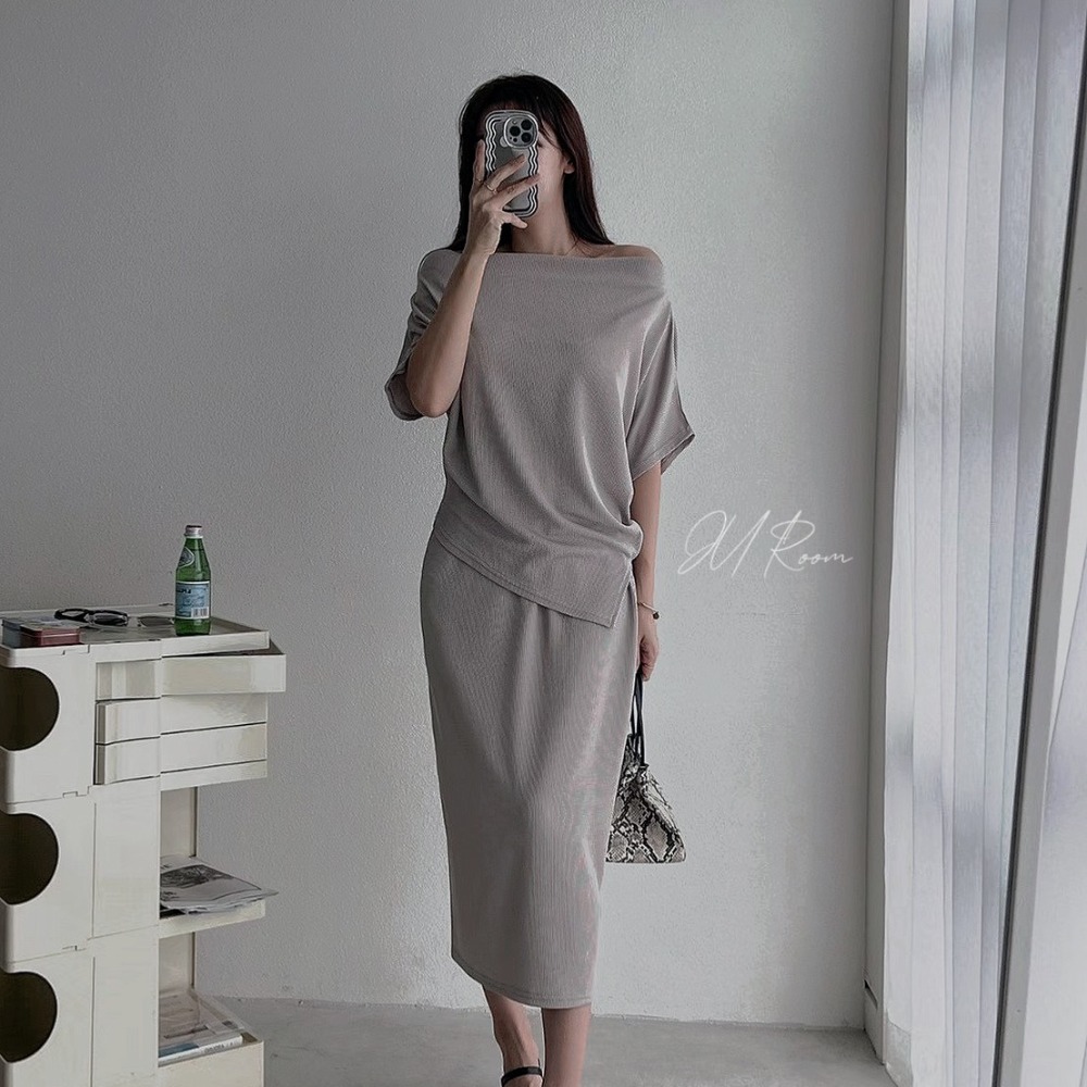 正韓兩件式鬆緊腰裙套裝-細節圖4