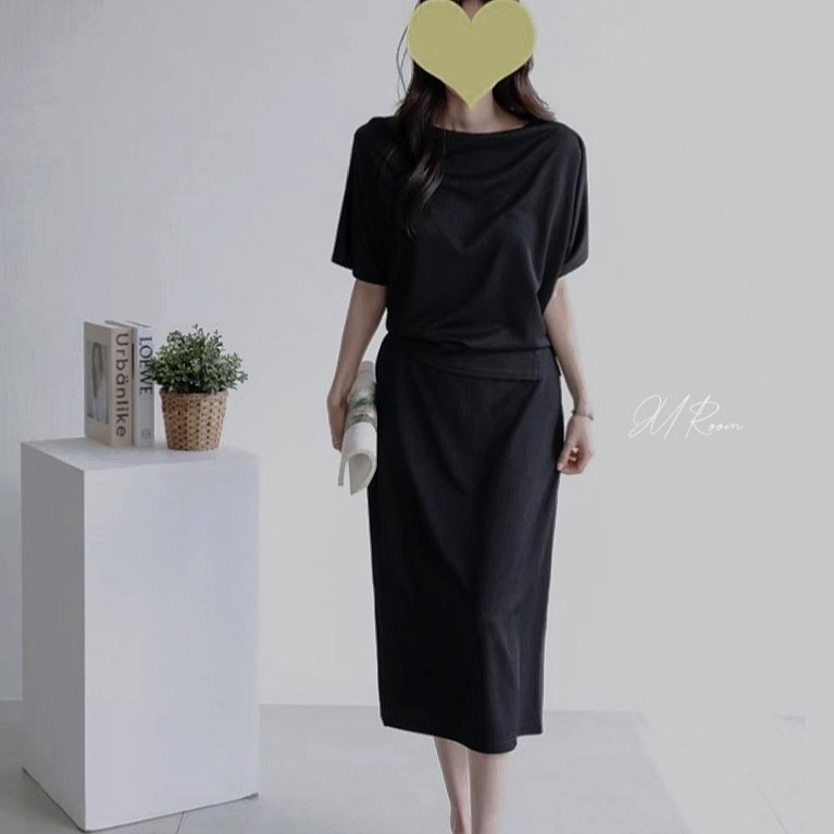 正韓兩件式鬆緊腰裙套裝-細節圖7