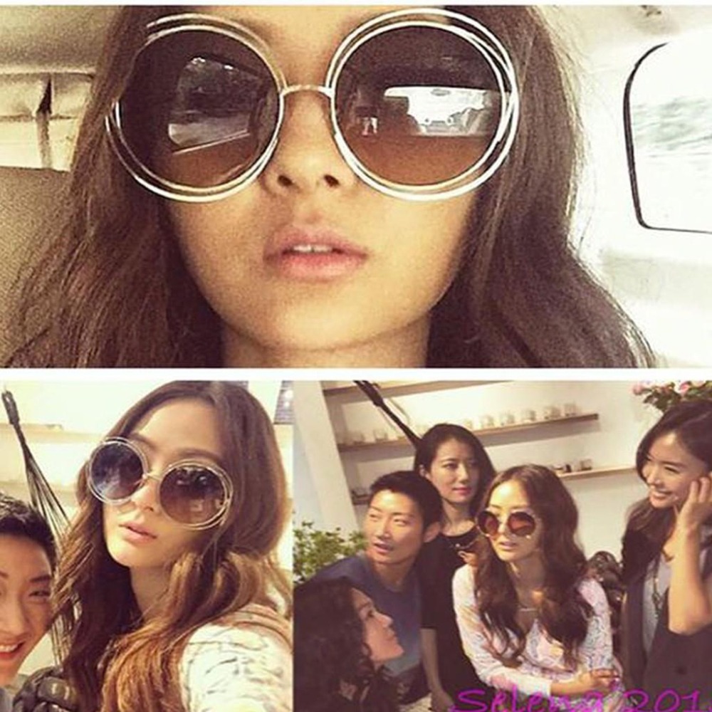 【工業安全網】貴婦明星款大圓框太陽眼鏡抗UV400歐美同步流行類孫芸芸同款墨鏡亮彩電鍍/漸層鏡片高品質金屬鏡框夏日必備-細節圖2