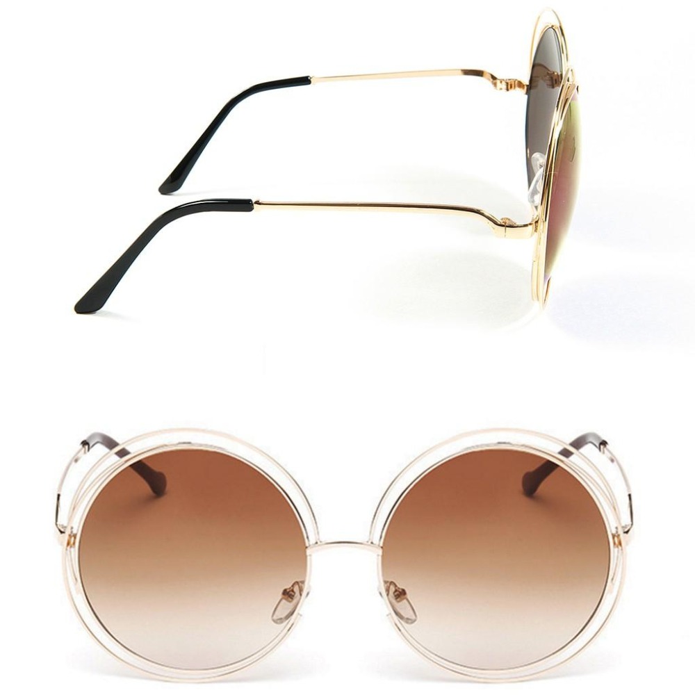 【工業安全網】貴婦明星款大圓框太陽眼鏡抗UV400歐美同步流行類孫芸芸同款墨鏡亮彩電鍍/漸層鏡片高品質金屬鏡框夏日必備-細節圖3