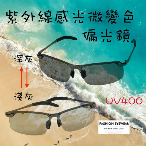 『蝦皮免運活動』夏末新款上市TAC紫外線智能微變色TAC寶麗來偏光太陽眼鏡復刻金屬鏡框UV400墨鏡炎炎夏日戶外必備