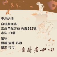 中深烘焙-自耕農咖啡 五週年配方 秀農282號 水洗+日曬