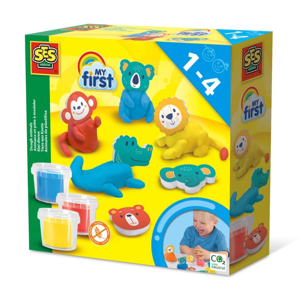 荷蘭SES 可愛動物世界創意黏土3色x90g-14434 黏土玩具 兒童勞作 無毒黏土 幼兒園粘土 1-4歲適用黏土-細節圖2
