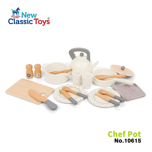 荷蘭 New Classic Toys 木製小主廚鍋具19件組-10615 家家酒 木製玩具 切切樂 擬真玩具
