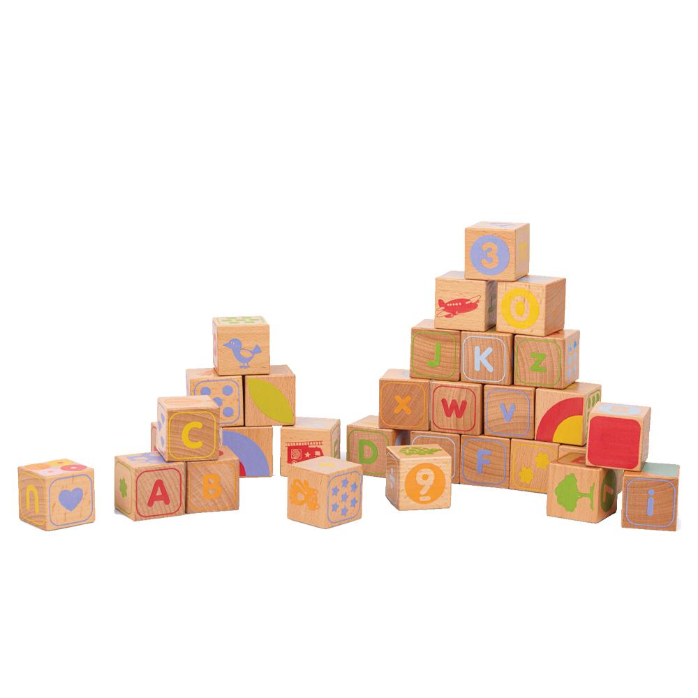 荷蘭New Classic Toys 北歐ABC字母認知堆疊積木-10818 木製玩具 堆疊積木 數字積木 認知積木-細節圖2