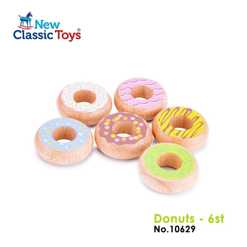荷蘭 New Classic Toys 蜜糖甜甜圈-6件組 10629 木製玩具 家家酒 小廚房玩具 扮家家酒