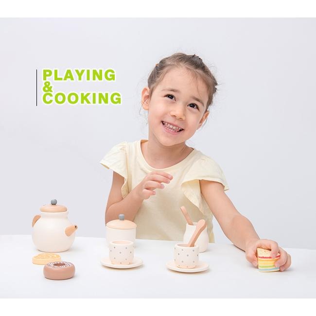荷蘭 New Classic Toys 我的午茶時光-10619 家家酒 木製玩具 切切樂 擬真玩具 兒童認知學習-細節圖6