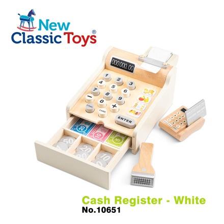 荷蘭 New Classic Toys 木製收銀機-珍珠白 10651 /家家酒 /木製玩具 /收銀台玩具