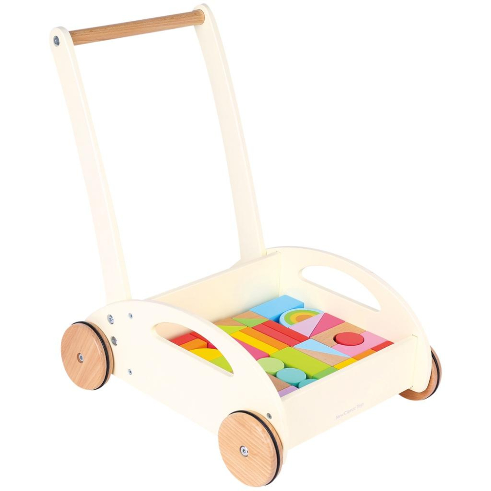 荷蘭New Classic Toys 形狀認知寶寶積木學步車 11320 木製玩具/積木玩具/形狀認知/學步車-細節圖2