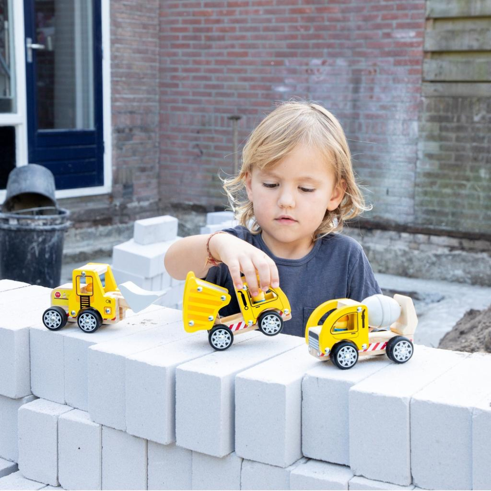 荷蘭New Classic Toys 工程車車小夥伴(3入1組)-11948 #小車車 #挖土機 #翻斗車 #水泥車-細節圖8