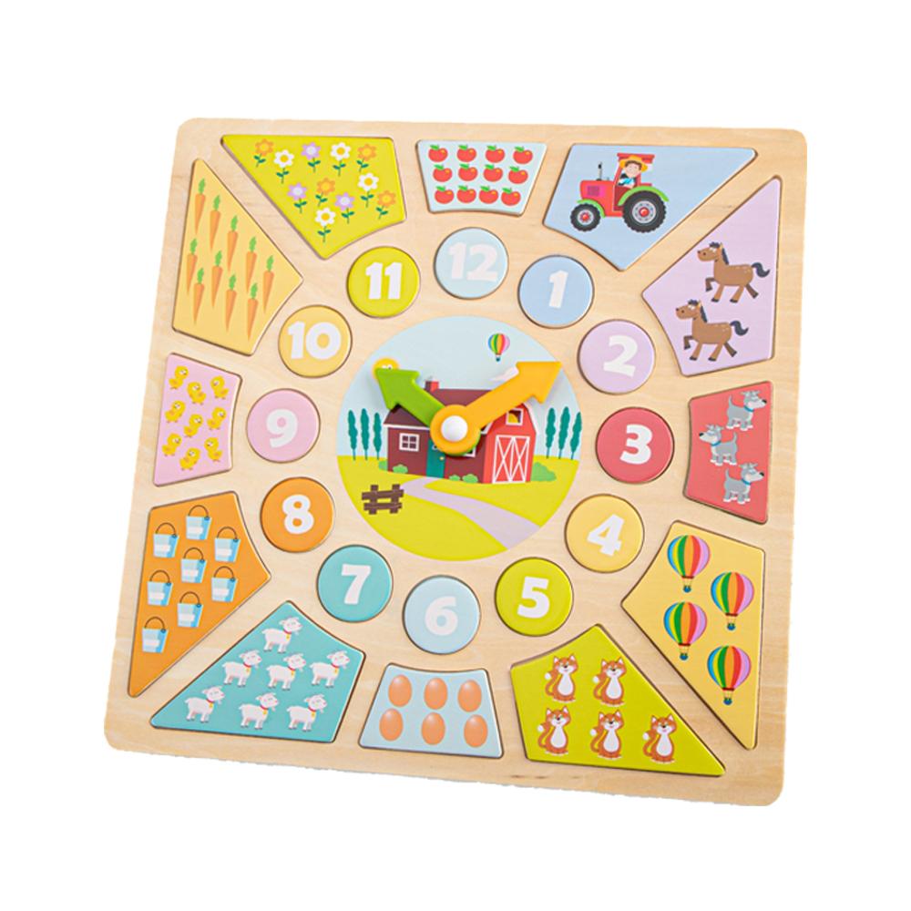 荷蘭 New Classic Toys 寶寶認知學習時鐘拼圖 - 18250  寶寶玩具 木製玩具 認知學習 拼圖-細節圖2