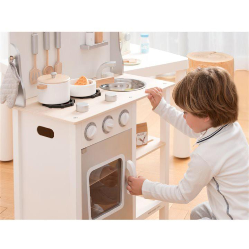 荷蘭New Classic Toys 優雅小主廚木製廚房玩具-白色（含配件9件) -11053 廚房玩具 家家酒 小廚房