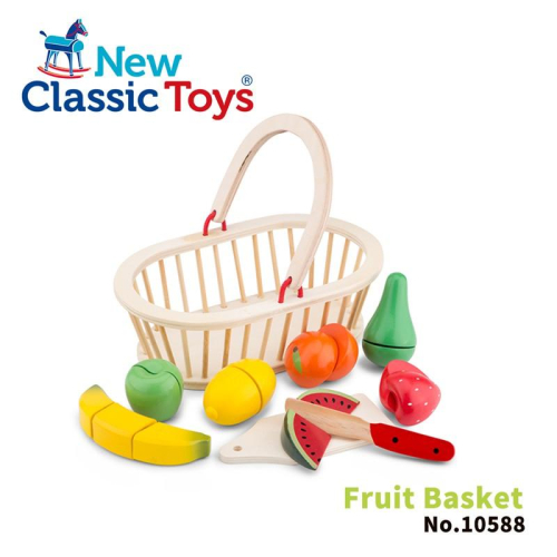 荷蘭New Classic Toys 水果籃切切樂 - 10588 木製家家酒玩具 家家酒 切切樂 角色扮演 廚房玩具