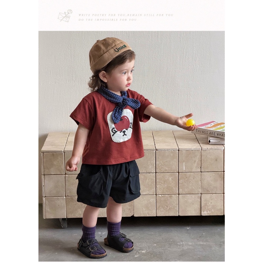 EB蘋果熊短袖黑褲二件式-細節圖2