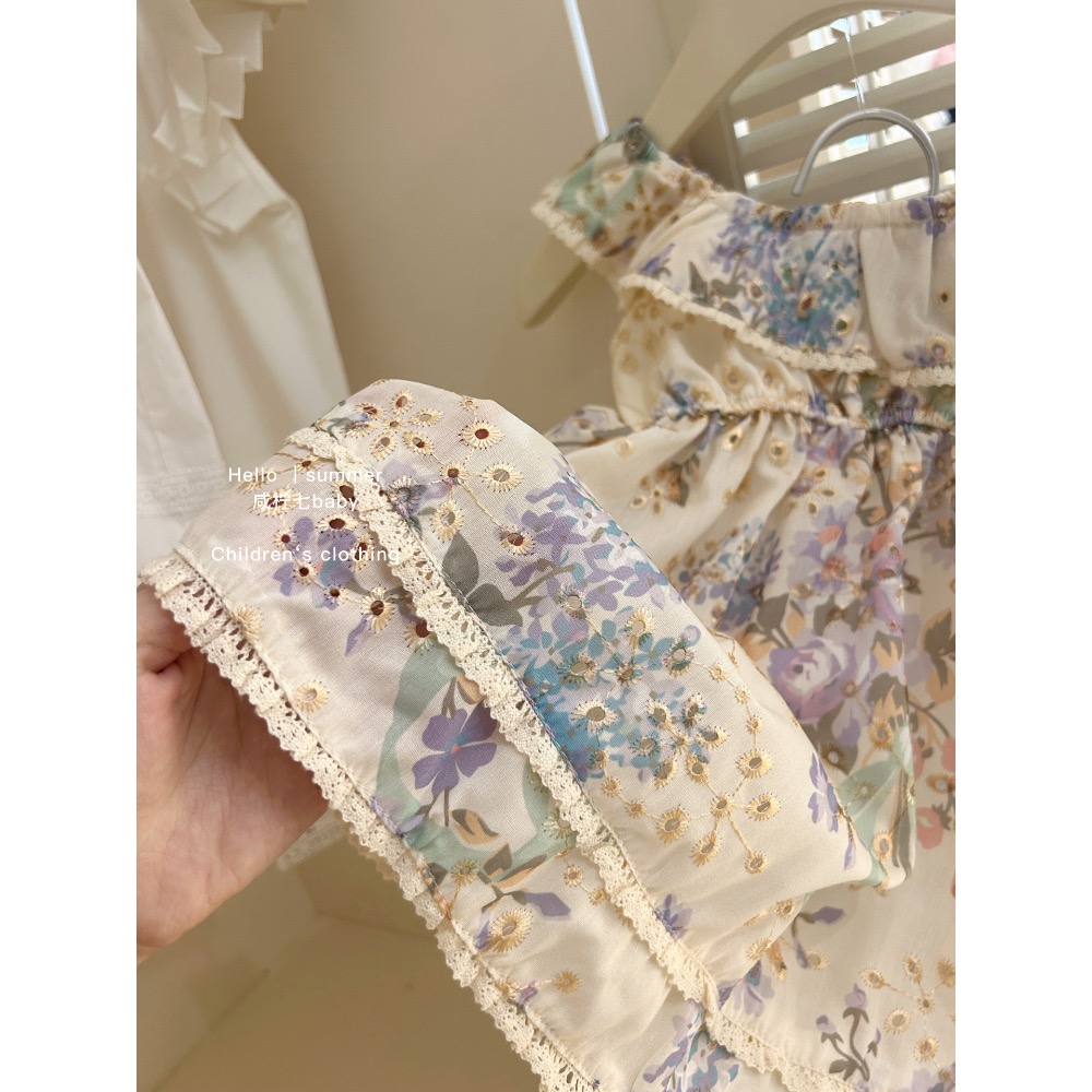 夏款小繁花女寶公主吊帶裙-細節圖3