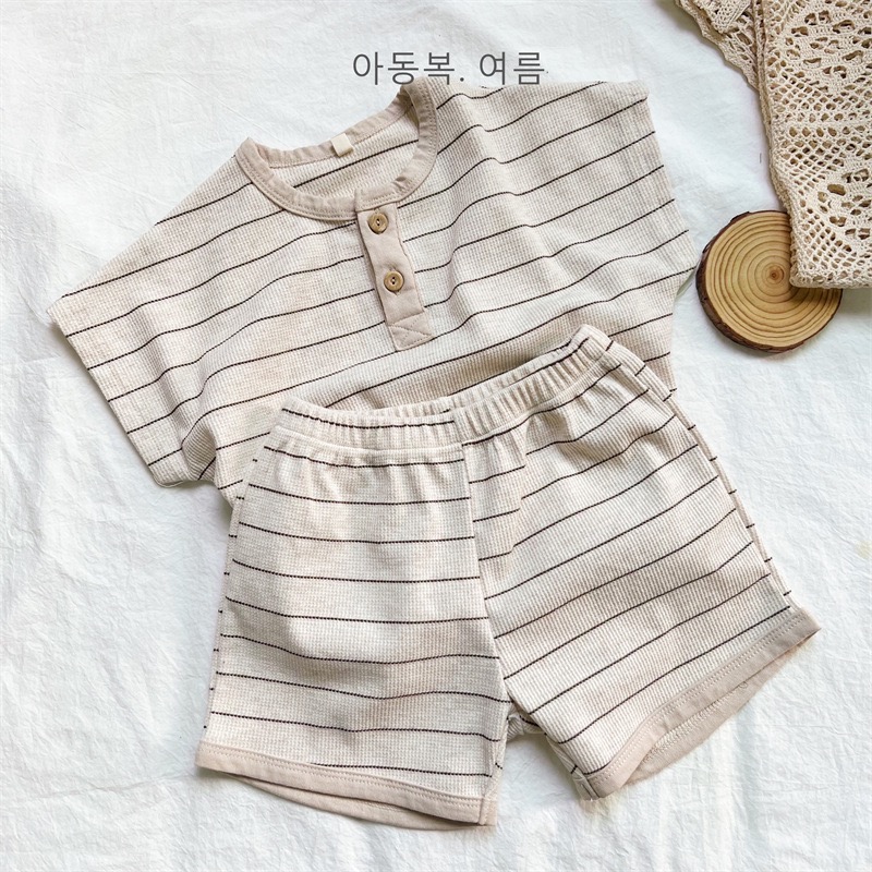 韓版華夫格圓領開扣套裝-細節圖3