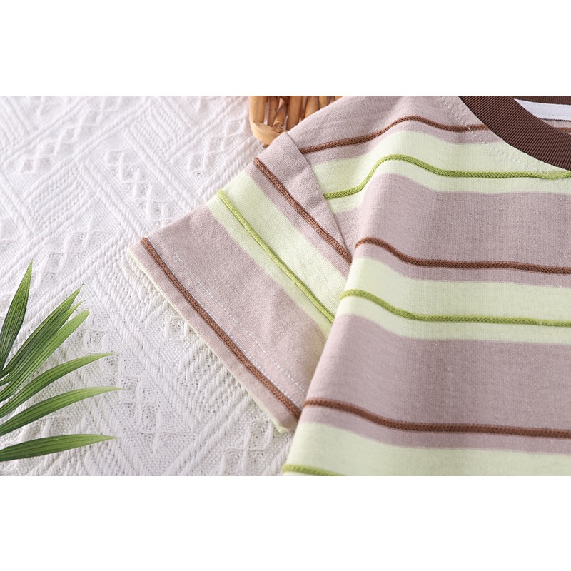 條紋貼布口袋休閒短褲套裝-細節圖6