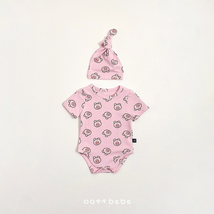 韓國🇰🇷OOTTBEBE 童趣滿版印花包屁衣附帽-規格圖4