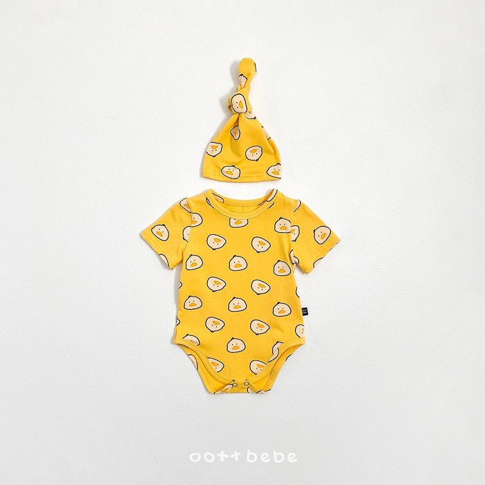 韓國🇰🇷OOTTBEBE 童趣滿版印花包屁衣附帽-規格圖4