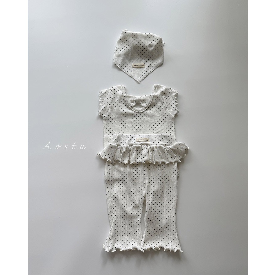 韓國🇰🇷Aosta 小裙擺木耳邊套裝(上衣）-細節圖3