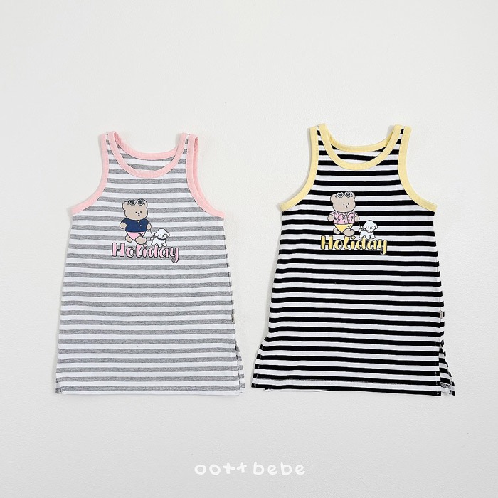 韓國🇰🇷OOTTBeBe 條紋連身裙-細節圖3