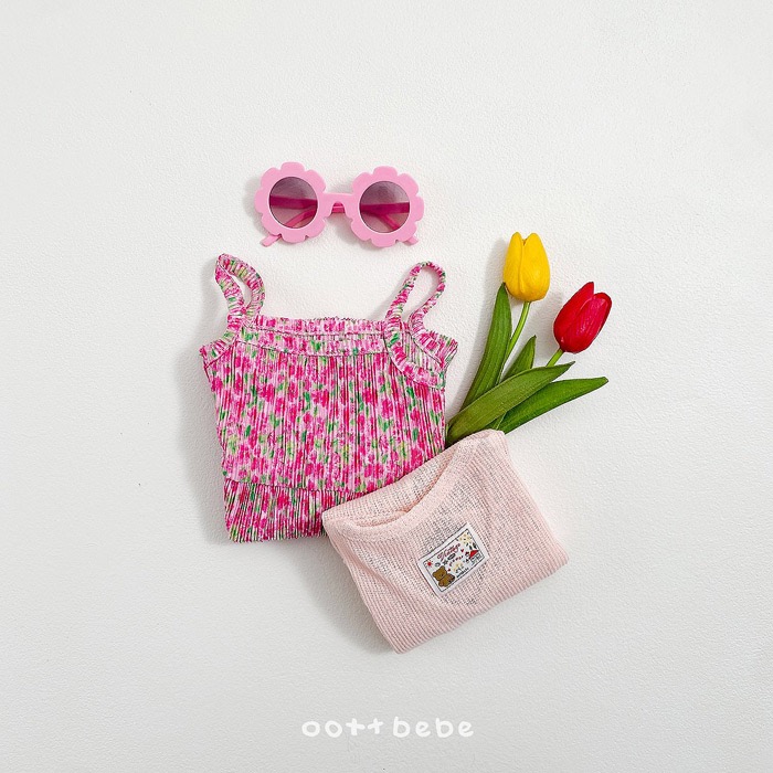 韓國🇰🇷童裝 OOTT BeBe 皺褶細肩連身裙-細節圖3