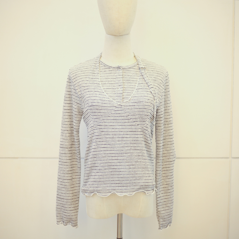 【正韓服飾】繞脖條紋兩件式上衣-細節圖2