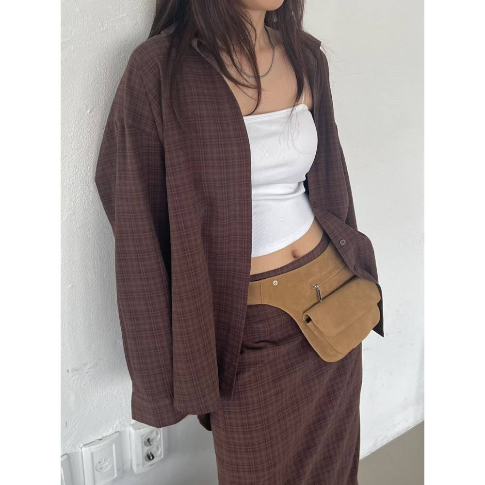 【正韓服飾】百搭細格紋上衣-細節圖2