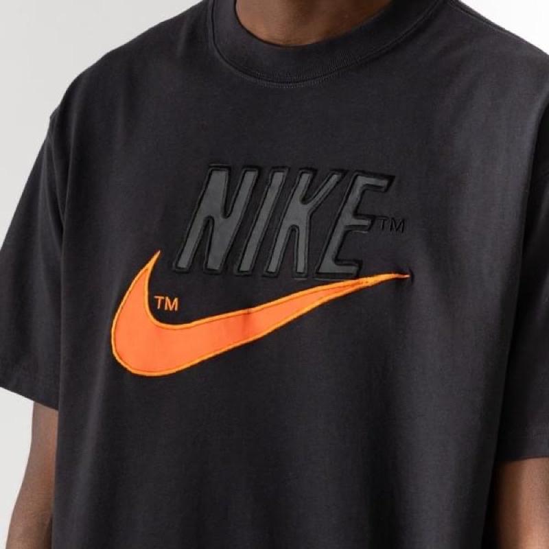 《現貨商品》NIKE 貼布 橘色大勾 厚磅 落肩 短tee-細節圖4