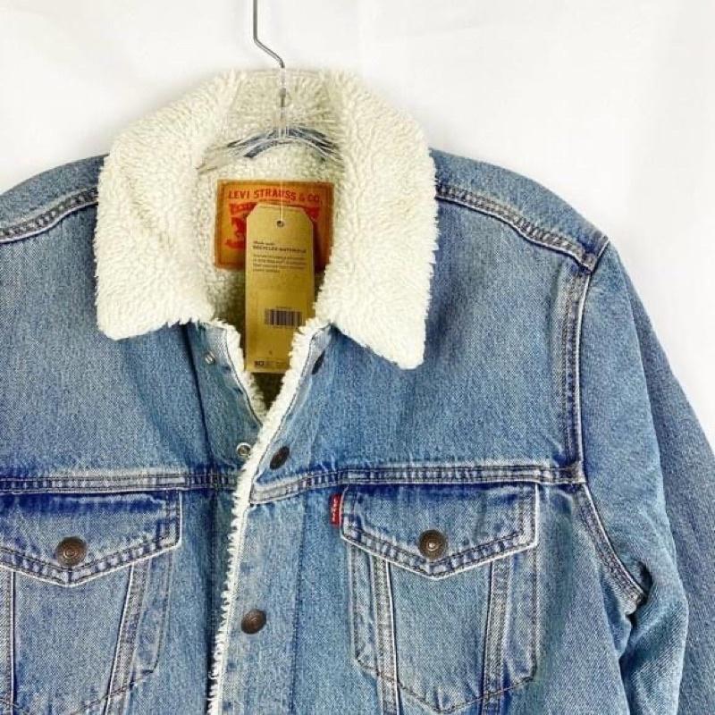 《現貨商品》Levis 羊羔毛藍水洗Sherpa Trucker Jacket 保暖外套 牛仔外套-細節圖2