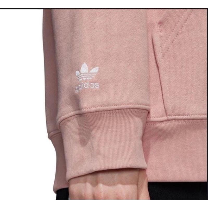 《現貨商品》adidas originals三葉草 玫瑰粉 刺繡三線拖鞋 帽TEE EC9355-細節圖5