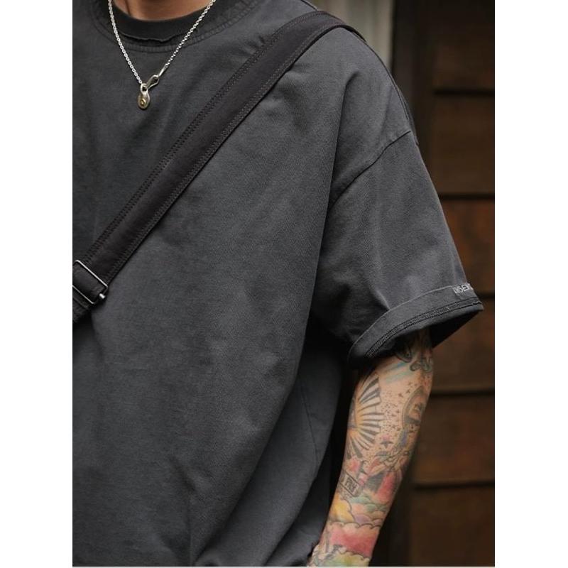 Unbent Double layered collar washed tshirt 復古水洗 短t-細節圖5