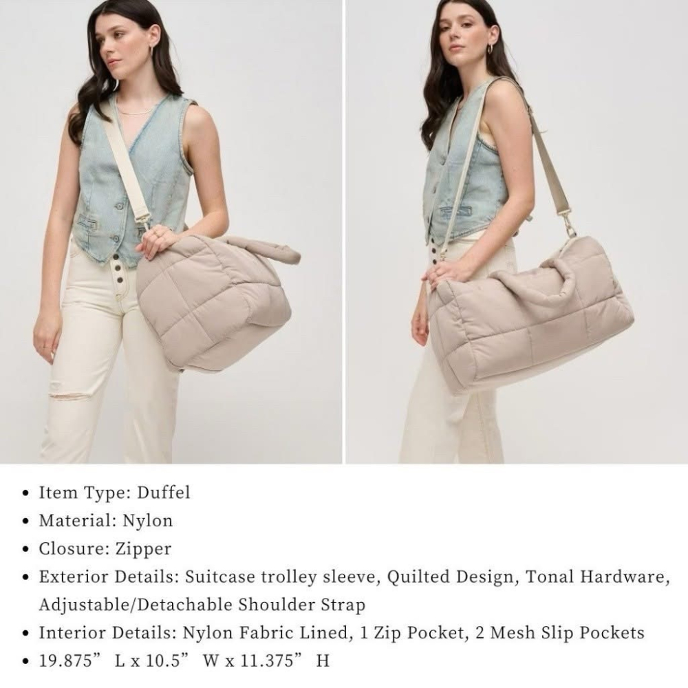 美國Urban Expressions Freyja Duffel 雲朵空氣行李包-細節圖5