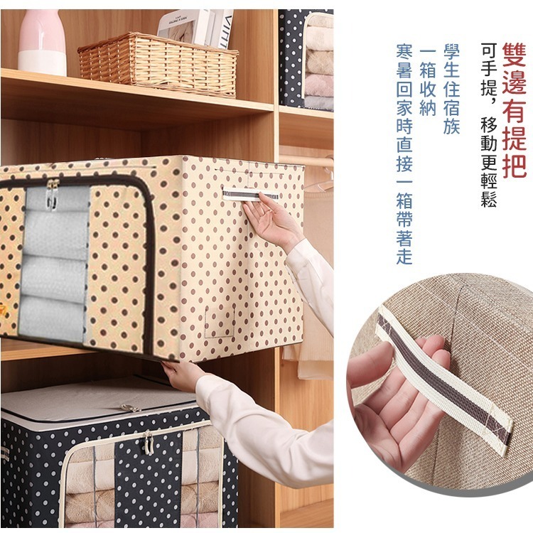 【台灣快速出貨】特大110公升 雪花點點防水牛津布收納箱 折疊整理箱 收納櫃 大容量 玩具衣物收納 棉被收納 收納女王-細節圖4