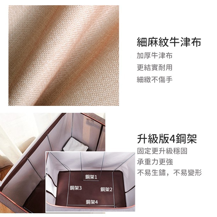 【台灣快速出貨】66/110L 細麻紋折疊收納箱 日系京都風大容量整理箱 收納櫃 衣物置物箱 棉被收納籃 箱子 收納女王-細節圖3