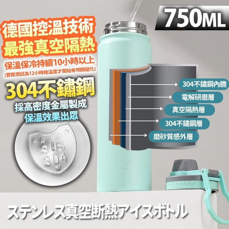 【台灣快速出貨】750ml 304不鏽鋼保溫瓶 雙層真空保冰杯 提環運動保溫壺 保冷杯 隨行杯 環保杯 水瓶 水杯茶杯-細節圖3