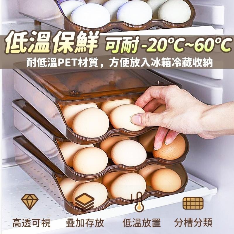 【台灣快速出貨】送蓋子 可疊放自動補蛋盒 保鮮盒 雞蛋收納盒 雞蛋放置盒 保護盒 冰箱保鮮蛋托 裝蛋盒 蛋架 收納女王-細節圖3