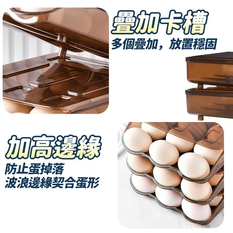 【台灣快速出貨】送蓋子 可疊放自動補蛋盒 保鮮盒 雞蛋收納盒 雞蛋放置盒 保護盒 冰箱保鮮蛋托 裝蛋盒 蛋架 收納女王-細節圖5