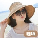 【台灣快速出貨】草編遮陽帽 空頂帽 防曬帽 帽子 草帽 透氣露營帽 硬挺版爬山帽 渡假旅遊帽 韓系氣質穿搭帽 素色帽-規格圖9