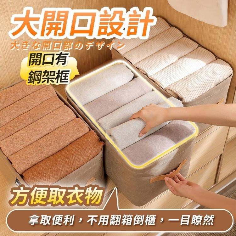 【台灣快速出貨】布藝收納籃 大容量置物籃 無紡布整理籃 衣物籃 手提收納籃 居家用品 衣櫃籃子 盒子 洗衣籃 韓系文青風-細節圖6