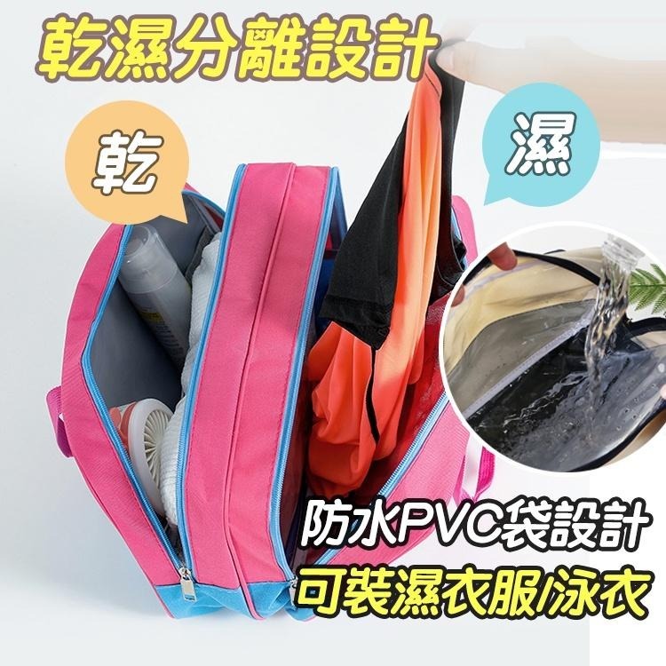 【台灣快速出貨】乾濕分離撞色防水手提運動包 游泳包 防水袋 健身包 行李包 手提袋 媽媽包 待產包 行李袋-細節圖6