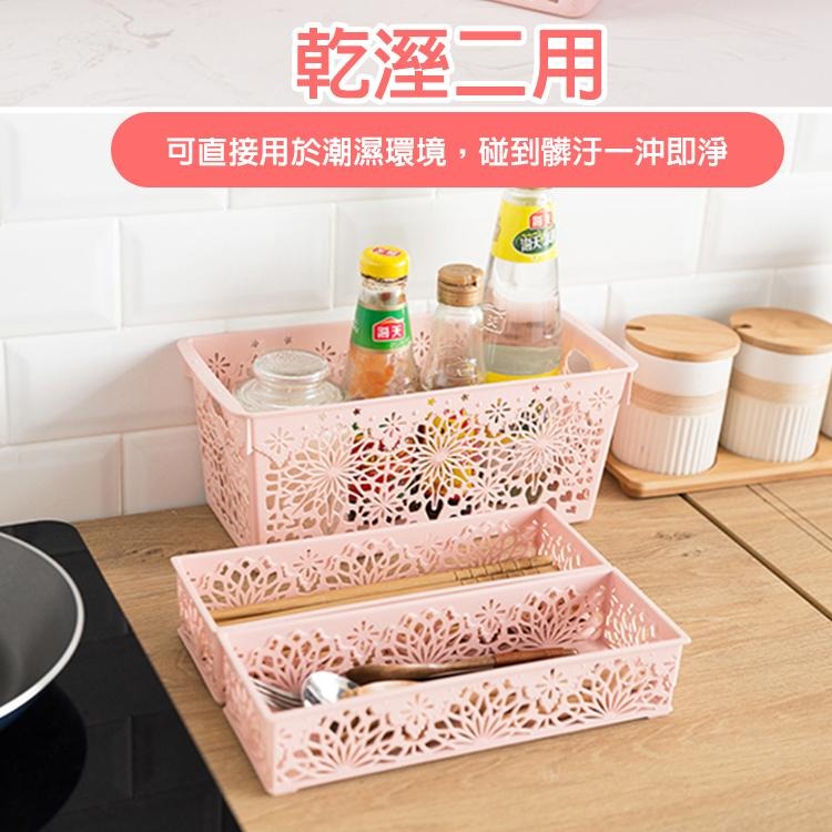【台灣快速出貨】韓系鏤空雕花收納盒 收納籃 抽屜置物盒 桌面置物籃 分格盒 分類收納盒 保養品盒 化妝盒 居家用品-細節圖3
