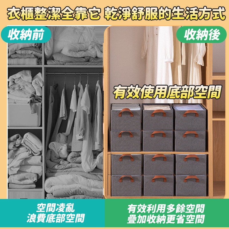 【台灣快速出貨】鋼架支撐 特厚陽離子折疊收納箱 衣櫃整理盒 收納籃 提把收納盒 折疊置物盒 衣物褲子整理盒 摺疊盒-細節圖7