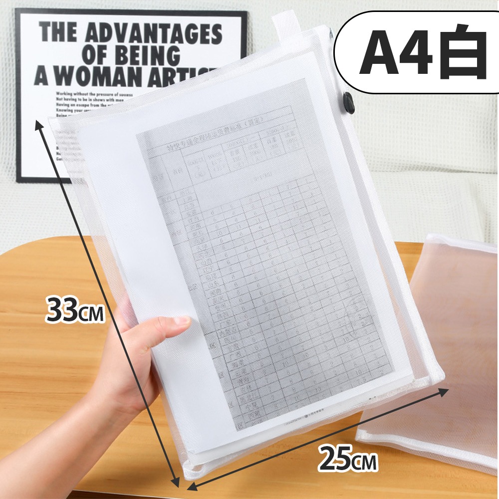 【台灣快速出貨】透明網紗文件袋 A4資料網袋 收納袋 拉鍊袋 袋子 文具袋 資料夾 化妝包 旅行包 考試筆袋 收納女王-規格圖9