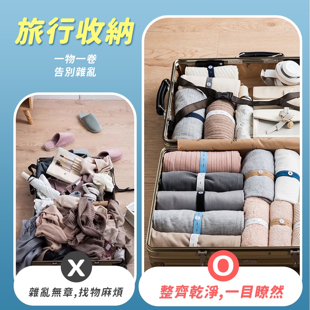 【台灣快速出貨】衣物收納帶 捆綁帶 行李旅行收納袋 衣櫃收納帶 卷捆帶 鬆緊帶 彈性帶 褲子整理帶 窗簾綁帶 收納女王-細節圖6