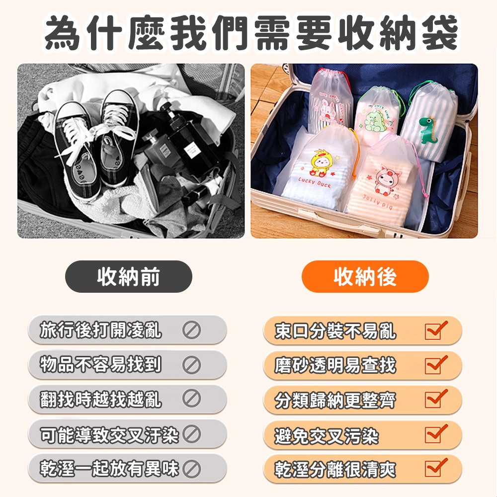 【台灣快速出貨】磨砂束口收納袋 防水旅行袋 防塵袋子 分裝袋 包裝袋 分類袋 行李袋 整理袋 防塵袋 置物袋 收納女王-細節圖8