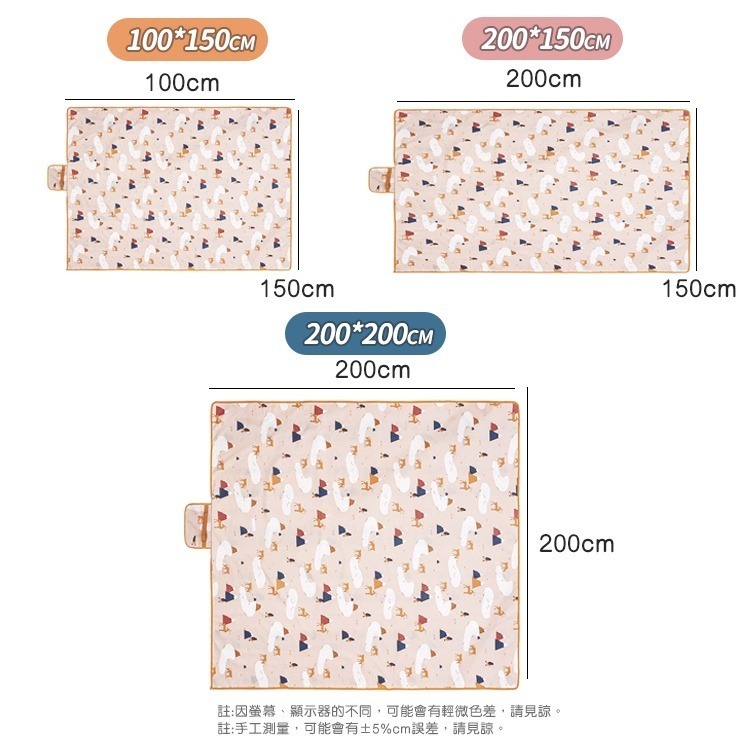 【台灣快速出貨】 200*200cm北歐風防水牛津布野餐墊 大尺寸露營墊 遊戲墊 戶外郊遊墊 沙灘墊 收納女王-細節圖2